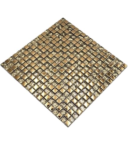 2 Pièces Mini Carreaux Mosaïque Carrés Verre, Carrelage Miroir Mosaïque
