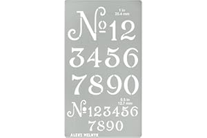 Aleks Melnyk No.452 Pochoir en métal avec petits chiffres, taille 2,5 cm et 1,3 cm, numéro du vieux monde, modèle pour la combustion du bois, gravure pyrogravure, marque-page, artisanat, art