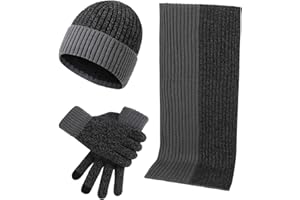 Jarseila Mütze Schal Handschuhe Set Herren Wintermütze Touchscreen Handschuhe Lange Schal Damen Winter Warme 3 in 1 Set Unisex Strickmütze Beanie Schwarz