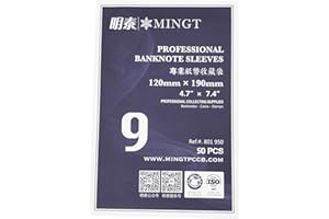 PCCB MINGT 50 Piezas Tamaño 9 Fundas Protectoras Profesionales de Plástico para Billetes, Bolsas OPP Protectoras para Dinero de Papel y Suministros de Colección de Monedas