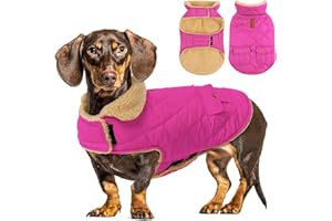 CITÉTOILE Kurtka zimowa dla psa, ciepłe kurtki zimowe z polarem dla psów, kurtka dla psa, odzież dla psa, swetry dla psów, płaszcz psa z uprzężą, otwór dla chihuahua, jamnika, różowy, rozmiar L