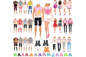 Miunana 24 Accesorios Seleccionadas para 11.5 Pulgada 30CM Muñeca Y 12 Pulgada Muñecas: 6 Trajes + 4 Zapatos para Ken Chico + 3 Trajes + 3 Pantalones + 3 Vestidos + 5 Zapatos para Chica