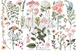 REDESIGN WITH PRIMA Redesign - Trasferimenti decorativi per il comodino, Paradiso botanico, 3 fogli, 15,2 x 30,5 cm