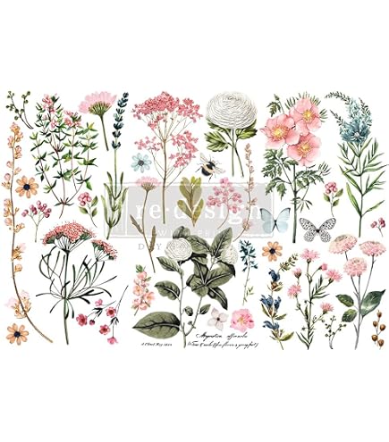 Fogli Di Transfer Prima Marketing Re-Design 21,6x27,9 Cm - The Meadows - 3 Fogli Per Decorazioni E Scrapbooking