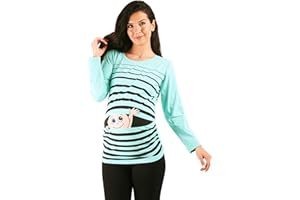 M.M.C. Ciao Ciao - Simpatica graziosa T-Shirt Premaman Manica Lunga per la Gravidanza