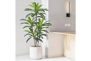ZEEOZE 120cm Artificial Dracaena Plant Large Fake Plants with Black Planter Artificial Plants Indoor Faux Plant for Indoors Home Living Room Decor Bedroom Office House Hallway Decoration (1Pack)