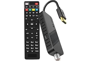 LEYF Récepteur satellite DVB-S2 Full HD 1080p HDMI TV Stick récepteur satellite caché derrière la TV Affichage numérique H265 HEVC Main 10 bits Télécommande universelle 2 en 1 USB