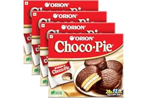 ORION Choco Pie, Biscotto morbido ricoperto di cioccolato, confezione da 4 x 12 pezzi