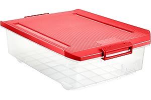Tatay Caja Almacenaje Bajocama con Tapa, 32L de Capacidad, con Asas y Ruedas, Tapa 100% materiales reciclados, Libre de BPA, Rojo. Medidas 40 x 57 x 18 cm