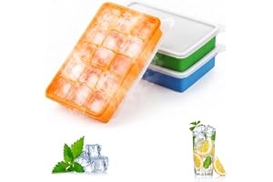 Zourglow 3 st isbrickor i silikon, 15 iskubar | BPA-fri och stapelbar, isbrickor med lock för whisky, cocktails, juice, öl, lätt att ta bort