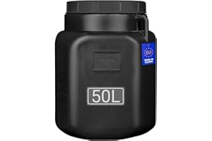 FIXKRAFT Weithalsfass Futtertonne Hund Gärfass Lebensmittelbehälter mit Deckel Kanister Lebensmittelecht Futter Tonne Pferd Mostfass (Schwarz, 50 Liter)