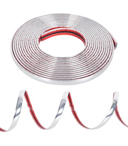 Striscia Adesiva Cromata Per Auto 10mx9mm - Modanatura Decorativa In PVC, Antigraffio, Per Paraurti E Portiere - Foto 5