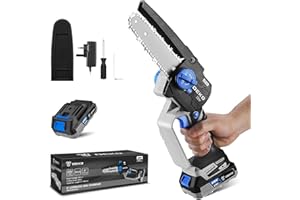 DEKOPRO Mini Motosierra Bateria: 15cm Motosierra eléctrica inalámbrica sin escobillas de, Motosierra con Batería, pequeña sierra de cadena de mano para cortar madera y podar árboles