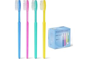 100x ARNOMED spazzolini monouso con dentifricio, spazzolini confezionati singolarmente, spazzolino rosso, blu, verde e giallo, spazzolini da viaggio, spazzolino incl. dentifricio al gusto di menta