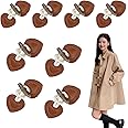 RHQFDM 8 Pairs Windbreaker Toggle Buttons Brown PU Leather Resin Horn Toggle Closure Buttons Resin Toggle Buttons for Decorating Jumpers,Jackets and Trench Coats