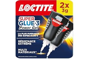 Loctite Super Glue-3 Power Gel Control lot de 2, Colle instantanée surpuissante avec débit contrôlé, Colle universelle pour la plupart des matériaux, colle gel dans un flacon anti-choc 2x3g
