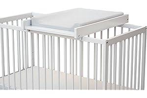 AT4 - Plan à langer ESSENTIEL Blanc | Table à langer pour lit bébé 60x120cm | Installation sécurisée | Léger | Maniable | Pratique | Gain de place | Fabriqué en Europe