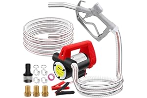 ‎VELPAX Dieselpumpe Umfüllpumpe 12V 200W Absaugpumpe Kraftstoffpumpe, 45L/Min Selbstansaugende Kraftstoffumfüllpumpe mit Düse & Schlauch für Diesel