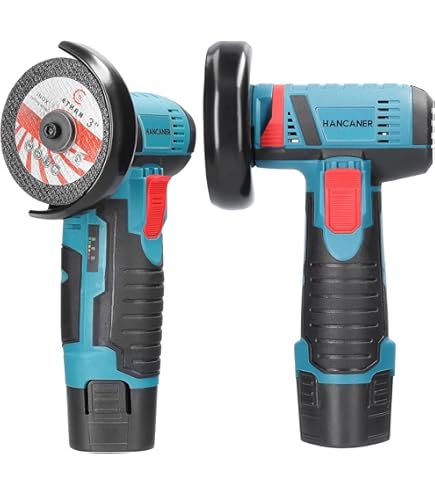 Mini haakse slijper, 12 V accu Mini Flex 19500 rpm, met 2 x 2000 mAh batterij 6 slijpschijven (76 mm diameter), voor het slijpen, scheiden en polijsten van tegels, hout, steen, staal