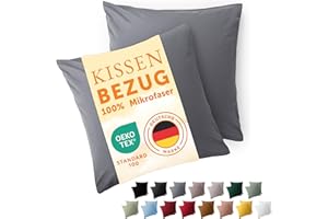 Blumtal Fundas de Almohada 50x50 cm (Juego de 2) - Fundas de cojín de Microfibra para sofá con Cremallera, Extra Suaves y Lavables, Certificado Oeko-Tex - Gris