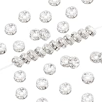 Weebee 100 Pezzi Di Perline Distanziatrici Rondelle Di Cristallo Ciondoli Placcati Argento Cechi Strass Perline Sciolte Per La Creazione Di Gioie~p113313441