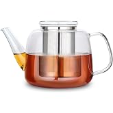 Easyworkz 1500ml Borosilicate Glass Teapot with Large Removable Stainless Steel Infuser for Loose Tea, Fruits, Herbs and Infu