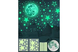 NOA HOME DECO Luminoso Pegatinas,435 Piezas,pared Luna Estrellas Puntos Pegatinas Para Niños,pegatinas Fluorescentes Para La Decoración Del Techo De La Habitación De Los Niños