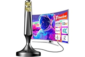BSPHEREX Indoor TV Aerial – Long Range Digital HDTV Aerial with 360° Reception, Magnetic Base, 4K 1080P HD Support, Easy Setup for Smart & Older TVs, 16.5ft Coaxial Cable – Free Local Channels