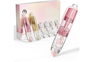 Four Candies Nachfüllbare einziehbare Korrekturband, 2 Stück süße Korrekturband mit 4 zusätzlichen Nachfüllungen, einfach zu verwenden, Mini-ästhetischer Stiftförmiger Applikator für Schul