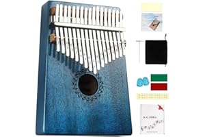 FLSEPAMB Kalimba 17 Tasten, Kalimba Daumenklavier mit Studienführer, Kalimb Instrument als Geburtstagsgeschenk, Fingerklavier Instrument für Erwachsene, Kinder Anfänger (Blau)