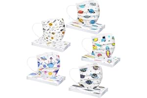 LULUU Lulupi 50 Stück Kind Kinder Mundschutz Atmungsaktiv Einweg 3-lagig Mund-Nasen Bedeckung Cartoon Tiermotiv Face Bandana Halstuch Schals für Schulkinder Jungen Mädchen 4-12 Jahre