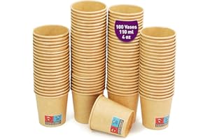 GOBETREE 100 Vasos Desechables Papel Kraft de 110ml / 4 oz para Café Espresso y Lungo. Para bebidas frías y calientes. Vasos cartón desechables