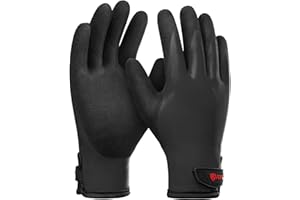 KAYGO guanti da lavoro termici impermeabili invernali, rivestimento in lattice a mano completa, fodera isolata per congelatore Tempo freddo Pesca Inverno Lavoro all'aperto, KG145W (Nero, taglia 10)