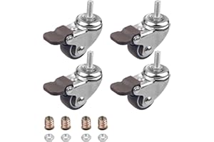 DBREAKS Lot de 4 roulette pivotantes de 25 mm, roulettes M6 x 15 mm filetage, meuble frein TPE, 44 kg