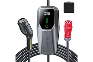 VDLPOWEREU Chargeur Voiture Electrique,11KW EV Chargeur Type 2, Cable Recharge véhicule Electrique 6-16A avec CEE 3-phasé Prise, IP65 (IEC 62196-2), Écran LCD