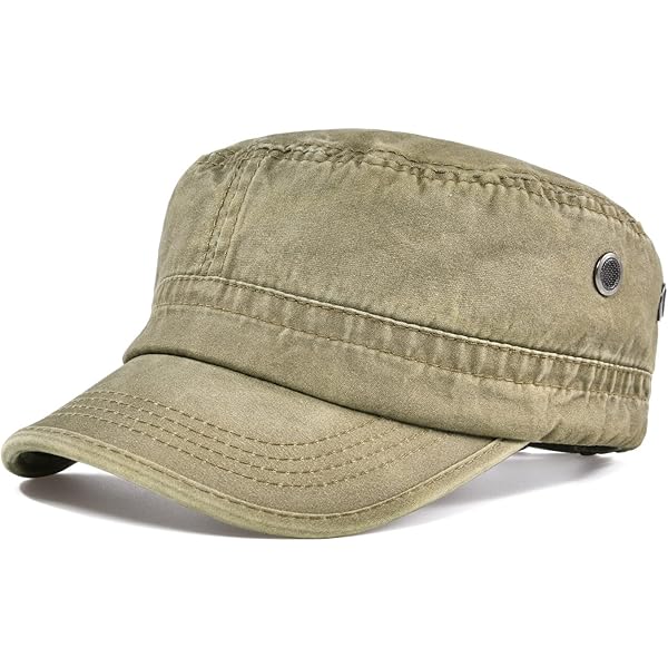 thumbnail image 2 of Oilskin Hat Unisex Classic Military Hats , Adjustable Cotton Army Cap, Vintage Flat Top Outdoors Baseball Caps For Men And Women Green Baseball Cap 2 of 12