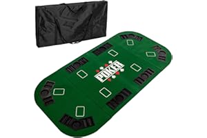 GAMES PLANET Faltbare Pokerauflage „Straight“ für bis zu 8 Spieler, Maße 160x80 cm, MDF Platte, Getränkehalter, Chiptrays, Grün