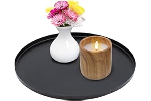 ‎SPETEBO Metall Dekotablett schwarz - 30 cm -Farbe wählbar - Kerzenteller mit Rand - Deko Schale Servier Teller Geschenk Tablett
