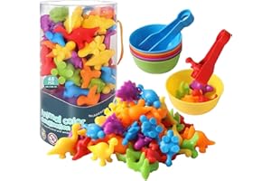 FYKERO Counting Toys Matching Games with Sorting Bowls - Sorting Toys for Toddlers Preschool Learning Activities for Math Color Sensory Montessori Skills Toys for 2 3 4 5 Years Old Boys Girls Kid (Dinosaur)