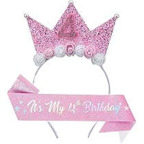 Luchild Palloncini Principessa Decorazioni per feste per ragazze - Decorazioni per il 4° compleanno 4 anni principessa palloncini in lamina età 4 anni Banner di buon compleanno per bambini principessa