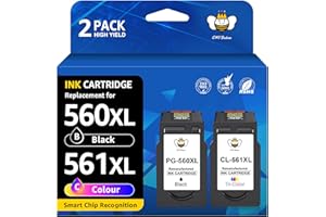 CMYBabee 560 561 XL Tintenpatronen Ersatz für Canon PG-560 CL-561 kompatibel mit Canon PIXMA TS5350i TS7450i TS5351i TS7451 TS5350 TS5350a TS5352 TS5353 TS5300 Serie (Schwarz + Farbe, 2er-Pack)