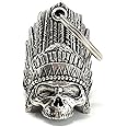 Indian Skull Motorcycle Biker Bell Accessory or Key Chain for Luck