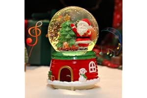 Lomffy Bola de Nieve Santa con música, Nieve automática Farolillo Navidad Globo de Nieve colores LED cambiantes Linterna musical bola de nieve Luz de Noche Decoraciones Regalo Navidades Caja de música