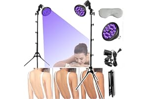 DFANCE 54W Lamp for Body and Face, 18pcs LED Sun Lamps for Ta-n-ning, with Eye Mask & Adjustable Stand (38.5"-78.7"), 395nm Purple Light Floor Lamp Eye Protection Self Ta-n-ning Machine