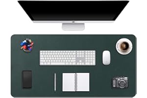 DOBAOJIA Erweitertes Mausepad Große Mausmat XXL Schreibtischmatte Schreibtischunterlage für Laptop/Tastatur/Maus Schreibblock, PU Leder Wasserdicht + Wildleder rutschfest 90 x 43cm (Dunkelgrün)