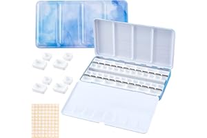 PH PandaHall Tavolozza Acquerello Vuota con Padelle 42pz 2ml 24pz Padelle 3.2ml 100pz Tipo Doppio Lato per Viaggio Acrilico Olio Plein Air Paint Schizzo Artista Studente Hobbist, Blu Fiordaliso