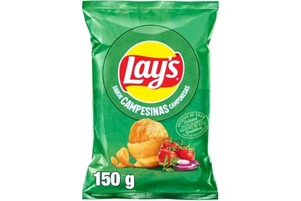 Lay's Campesinas, Patatas Fritas de cultivos sostenibles con sabores vegetales, Producto de Aperitivo, bolsa individual, 150g