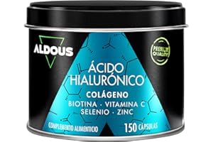 ALDOUS BIO Collagene e Acido Ialuronico 220 mg - 150 Capsule con Vitamina C, Biotina, Zinco e Selenio - Integratore Capelli, Pelle, Unghie - 800mg Collagene Idrolizzato - Articolazioni, Muscoli e Ossa - ALDOUS