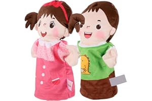 Alipis 2 Pezzi Personaggio Marionetta Vestito a Mano per Bambini Adulti Bambini Burattino Peluche Puppette in Cotone PP Figura Educativa Burattino Ditalini DIY