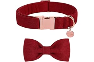 DOGWONG Hundehalsband mit Abnehmbarer Fliege, Weihnachten Rot Haustierhalsband Hundefliege Geschenk für Mädchen oder Jungen Hunde, Bequeme verstellbares Hundehalsband für kleine mittelgroße Hunde